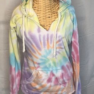 Ocean Drive pastel tie dye vneck sweatshirt size L